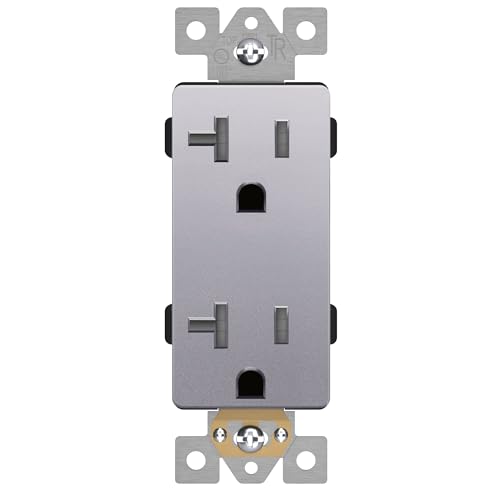 LIDER Decorator Receptacle, Tamper-Resistant Wall Outlet, 20A, Matte Silver by LIDER - Used condition - US$12.53