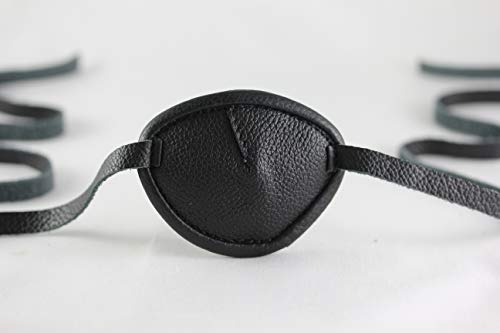 Leather Eyepatch. Slight Convex Eye Patch (Left Eye, Full Size Black)