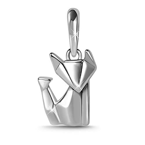 GNOCE Renard Charme Zipper Pull Senbazuru Animal Origami Argent Sterling Fait Main Bijoux De Mode Collier Pendentif Charme Bracelet Charme pour Bracelet