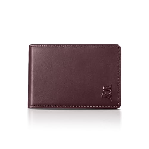 Image of Kings Loot Wallet for Men | Minimalist Slim RFID Blocking Leather Design with Cash Pocket & Card Pull Strap | Holds 1-12 Cards | Stylish & Durable Wallets (Berrywood)