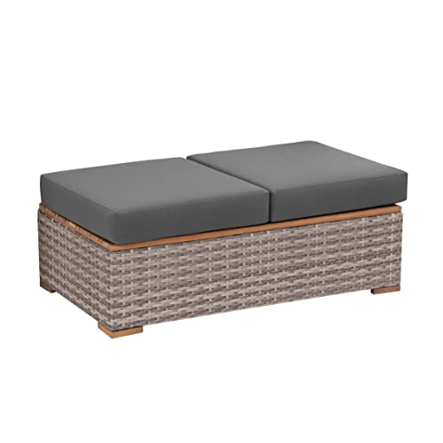 Greemotion Rattan-Lounge Bahia Tobago, Gartensofa mit Bettfunktion, inkl. Hocker, Grau, Holzfarben