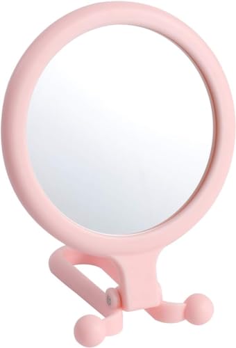 Image of Folding 1X 10X Magnifying Makeup Mirror | Dual-Sided Handheld Mirror for Travel & Vanity | Portable Cosmetic Mirror for Face, Tweezing & Shaving | Multicolour (1, Round)