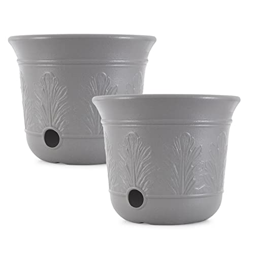 Suncast 2 Pack 300 Foot Heavy Duty 5 Gallon Decorative Plastic Hose Pot for Expandable and Lightweight Hoses, Ideal for Garden, Patio and Backyard Use