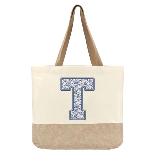 Bolsa Tote de Lona Inicial, Personalizada para Mujer miniatura 1