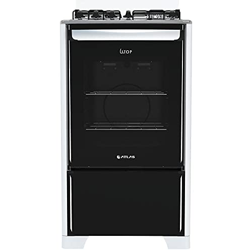 Fogão 4 bocas Atlas New Utop Branco mesa de inox - Bivolt