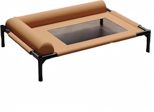 Riazdiw 猫と犬用の吊り下げ式ハンモック。屋外での使用に適しており、四季を通じて使用でき、噛みつきにくく、防湿・防カビ性があり、取り外して洗えます。 (ブラウン,L)