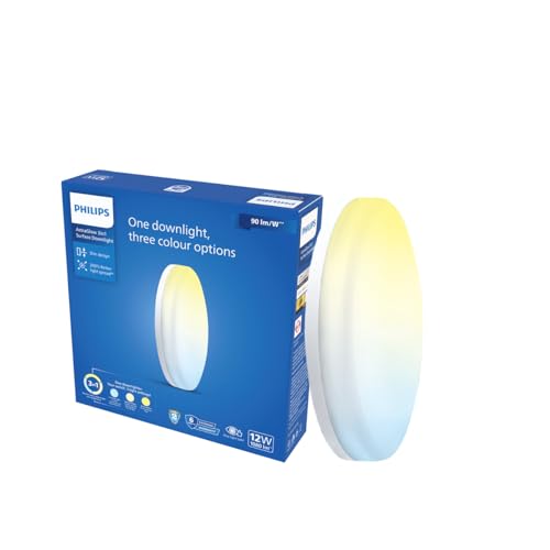 Image of PHILIPS 12W 3in1 AstraGlow Round Surface LED Panel Light | Slim Modern Design | Energy Efficient Ceiling Light for Home & Office - White | Pack of 1