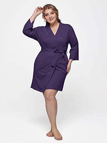 Sioro Plus Size Womens Bath Robe Cotton Lightweight Kimono Bathrobe Spa Gym Shower Robes Knit Cozy Soft Loungewear Short, Eggplant Xx-Large #TOP3