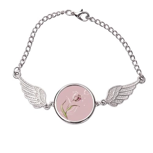 Bracelet ailes d'ange tulipe peint à la main, cadeau idéal en métal taille M