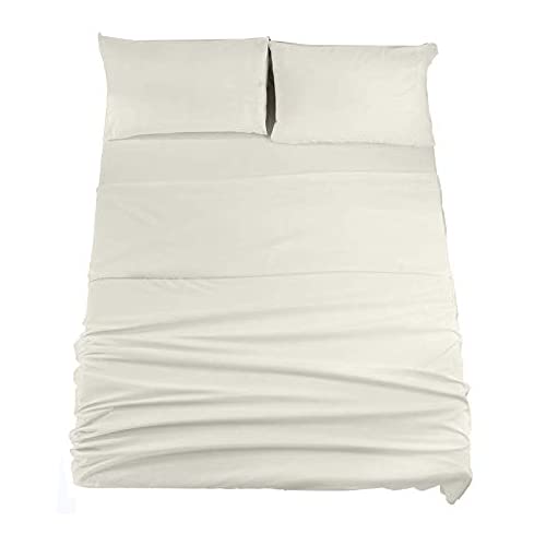Image of 1800 Brushed Microfiber Flat BedSheet with 1 Takiya Cover | Bedsheets Soft and Breathable - Ivory Single Bed