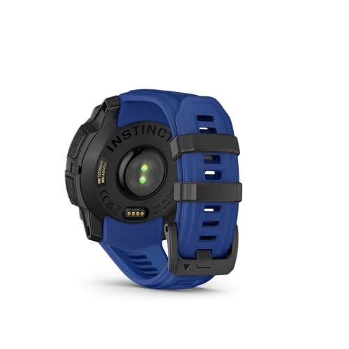 Image of Garmin Instinct 3 - 45 mm, AMOLED Display, Rugged Outdoor GPS Smartwatch, Built-in Flashlight, Supernova Collection Limited Edition Color, Black with Bolt Blue /Black Silicone Band