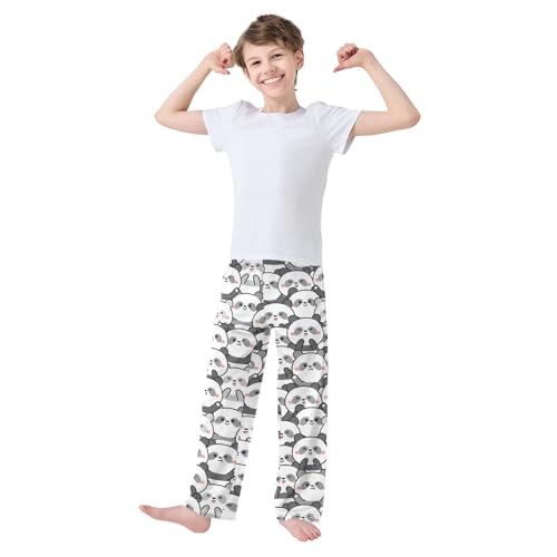 Boys' Pants Cute Panda Bear Pattern Long Bottoms Jogger Pants Elastic Waist Trousers with Pockets S-XL2