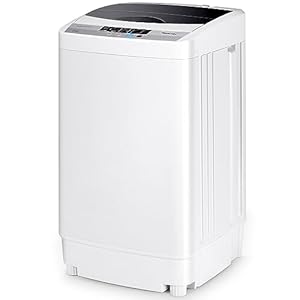 COSTWAY Waschmaschine 4, KG, Toplader Waschvollautomat mit Pump, Schleuder, Display, Mini-Waschmaschine 310W/ 50×50×85cm klein für Appartement, Wohnmobil