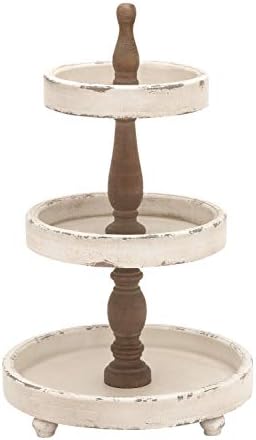 Deco 79 Wood 3 Tiered Tiered Server, 15" x 15" x 24", White