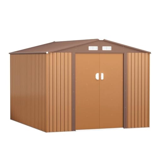 10.5' X 9' Storage Shed Outdoor Large Backyard Garden Steel Utility Tool Shed