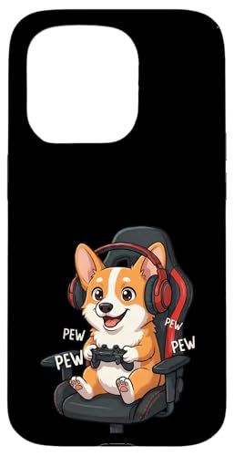 Corgi Gamer Dog �r�f�I�Q�[���v���[���[ �Q�[���X�g���[�}�[ �X�}�z�P�[�X iPhone 15 Pro �p