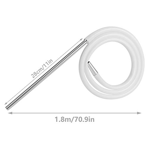 Conijiwadi Shisha Schlauch Aluminium Vorbau Silikon Shisha-Schlauch Shisha Wasserpfeife Party Bar Supplies 1.8M, Weiss – Bild 4