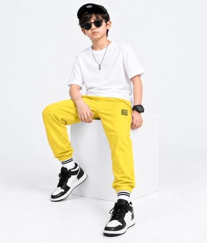 Image of KYDA Kids Boys Premium 100% Cotton Regular Fit Track Pants Soft Breathable Elastic Waist Casual Joggers Kids Playwear Everyday Comfort Wear-Pack of 2