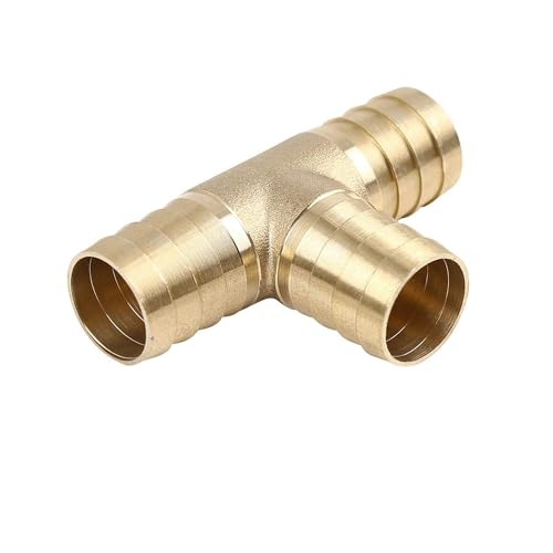 TOP-VIGOR 19mm Brass Barb Splicer Fitting, 3 Ways T-Shaped Fuel Hose Barbed Connector, Garden Tube Barbed Splitter Fitting for Water Fuel Gas Air Oil