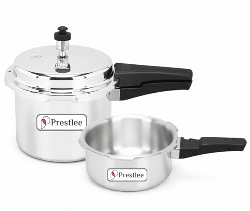Image of Prestlee Aluminium 2, 3 Litres Pressure Cooker | Outer Lid | Faster & Healthy Cooking | Gas Stove Compatible | ISI Certified | 5 Years Manufacturer's Warranty | Silver