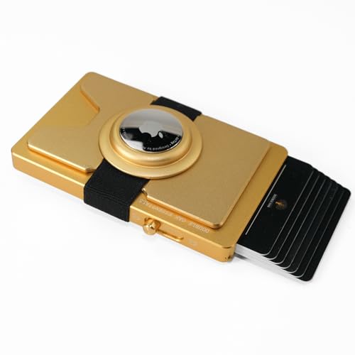 Pop-Up Wallet Expansion Pack – Airtag Clip, Cash Strap & Aluminum Card Plate for Extra Cards & Organized Bills (Gold)3