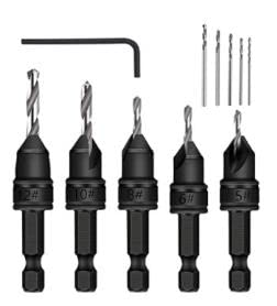 BestMal Countersink Drill Bit Set, Macause 10 Pieces HSS Quick Change Drill Bit with L-Wrench Cobalt Drill Bits Woodwork