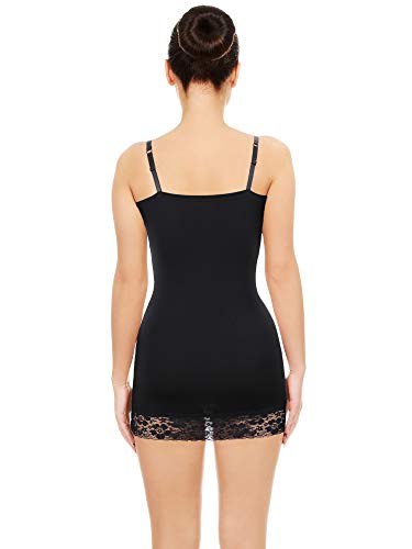 Image of SATINIOR 3 Pcs Women Long Camisoles Lace Tank Tops Neck Cami Adjustable Spaghetti Strap Trim Lace Tank Top for Women Wearing