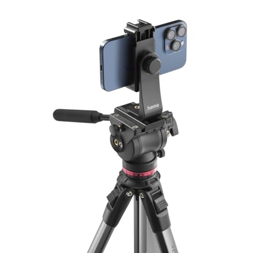Hama Videostativ mit Fluidkopf (Kamera Stativ f&uuml;r Video, DLSR und Smartphone, Tripod, Dreibeinstativ, mit Handyhalterung, Aluminium Reisestativ, leicht, 46 - 160 cm, bis 7 kg)