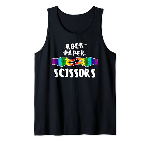 Rock Paper Scissors LGBT-Q Gay Pride Proud Ally Rainbow Flag Canotta
