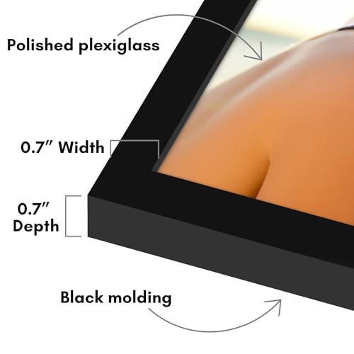 Image of Americanflat 16x16 Picture Frame with Polished Plexiglass - Streamline Collection - Thin Border Square Frame for Wall Display - Hanging Hardware Included - Black