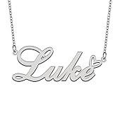 Aoloshow Stainless Steel Silver Luke Name Necklace Initial Heart Jewelry for Women Bridesmaid