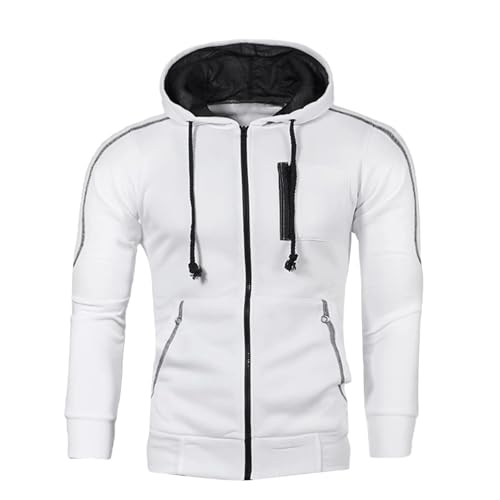 Lightweight Hoodie Casual Contrast Color Long Sleeve Zip Up Sweatshirt Pockets Mens Streetwear3