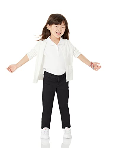 Image of Amazon Essentials Girls and Toddlers' School Uniform Straight Leg Adjustable Waist Flat-Front Chino Pants, Pack of 3