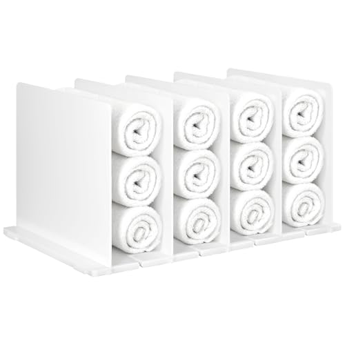 Towel Organizer for Closet, White Interlocking Towel Organizer, Bathroom Towel