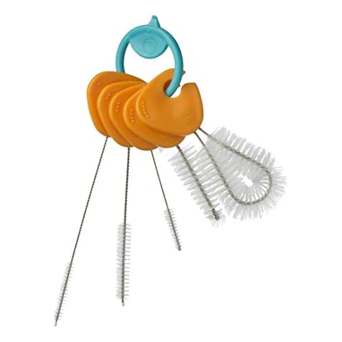 b.box Baby Bottle and Cup Cleaning Brush Set with Ring (5-Piece) Cover