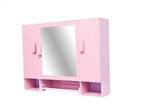 WINACO New Monalisa-2 Pink (18" x 4" x 14" Inch) 3 MM Thickness Bathroom Mirror Cabinet