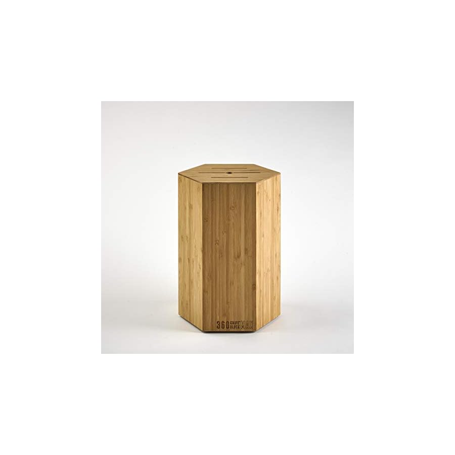 360KB MAX ™ - magnetic rotating knife block - w/top slots, capaciy for 20+ knives - largest in the 360 Knife Block ® family. Handmade in Washington (Honey Bamboo)