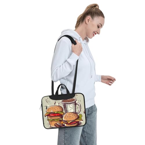 Maletín para laptop Funny Food Hamburgers and Mugs 13 pulgadas miniatura 7