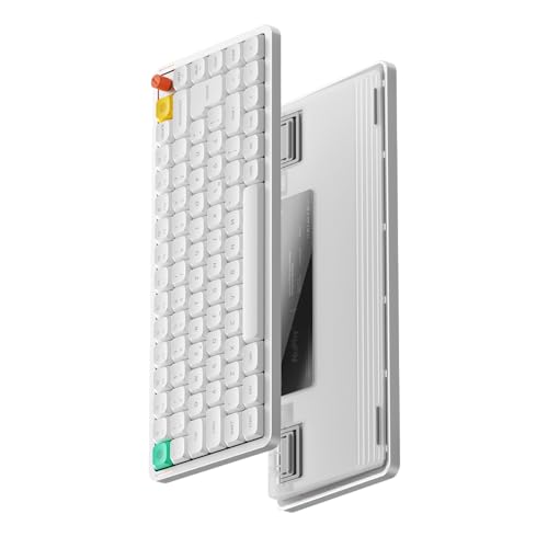 nuphy Air75 V3 kabellose mechanische Tastatur,75% Low Profile Keyboard with Knob, Hot Swap Gaming-Tastatur unterstützt Bluetooth/2,4 GHz/USB-C，Deutsches Layout QWERTZ（White/Blush Nano Switch）