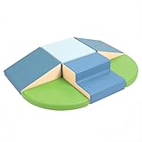 Hoohtoot Toddler Climbing Set, 6 Pieces of PU Leather Non-slip Base Baby Soft Building Blocks, Indoor Soft Play Equipment Foam Toys, Suitable for Children to Crawl and Play Steadily, Perfect Birthday Christmas Gift