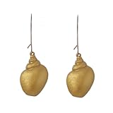 Pendientes de gota de concha de oro-bohemio playa inspirado pendientes con acabado metálico brillante gancho ligero diseño joyas para mujeres