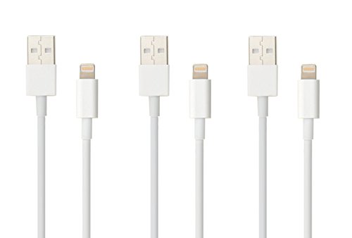EMEMO® 3 pack! USB Lightning Cable for iPhone 6 5 5S 5C, iPad mini, iPod Nano (7th generation) iPod touch (5th Generation) - Compatible Charger Cord for Data and Syncing - 3ft Long!