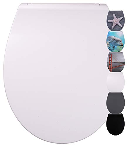 Sanilo Abattant WC avec frein de chute de résine thermodurcissable | grande sélection | design fascinant | détachable | fixation facile par en haut (Plat...