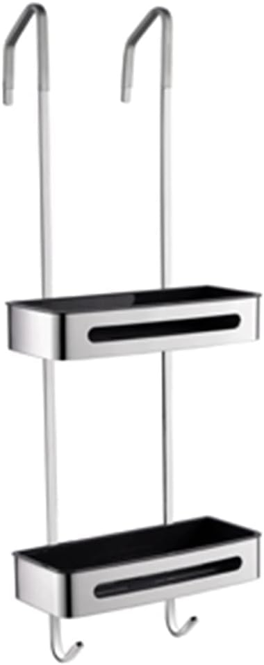 Organizador de ducha sin taladros con ganchos, cesta de almacenamiento de aluminio inoxidable para organización de baño y despensa