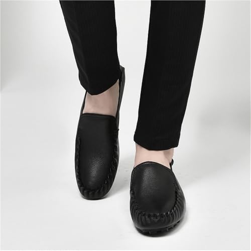 Men's Loafers Shoes Genuine Leather Rubber Sole Round Toe Simple Anti-Slip Comfortable Flexible Party Slip-ons2