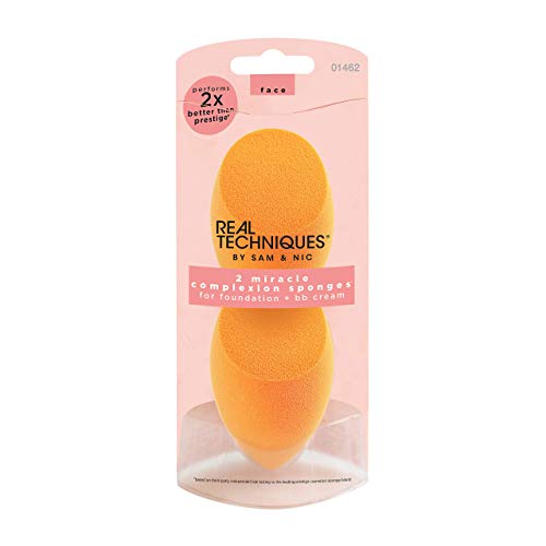 Real Techniques 2 Miracle Complexion Sponges MakeUp Set With Revolutionary Foam Technology You Can Use Damp or Dry for a Smooth Finished Look | ?? Exclusive