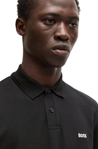Polo BOSS PE-Interlock noir pour homme en coton premium - 3