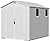 Patiowell 6X8 FT Resin Outdoor Storage Shed with Floor, Plastic Tool Sheds with Lockable Door and Window, Weather-Resistant Garden Shed, Easy Assembly for Backyard, Patio, Light Grey