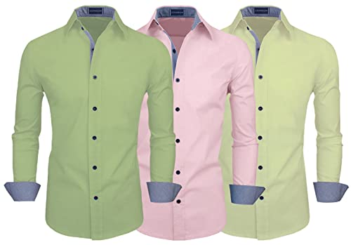 Image of Zombom Men's Combo Regular Fit Cotton Blend Full Sleeve Casual Shirts Pack of 3