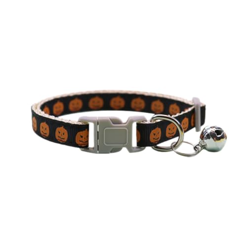 Cat Collar Breakaway, Lightweight Comfort Adjustable Size Halloween Pet Collar with Removable Bells,Quick Release Imitation Nylon Collar for Small & Big Cats - image 1